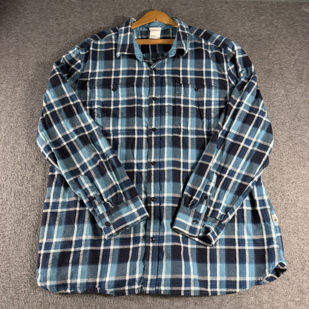 The North Face Flannel Shirt Mens Size XXL Blue Plaid Button Up Gorpcore Preppy